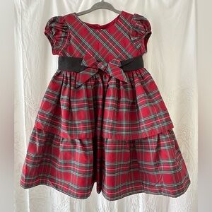 Toddler Girls Fancy Red Plaid Holiday Dress